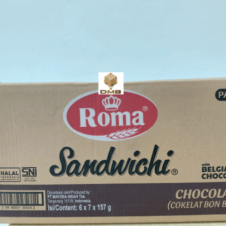 Roma Wafer Sandwich Coklat 157g [1krt=42pcs]